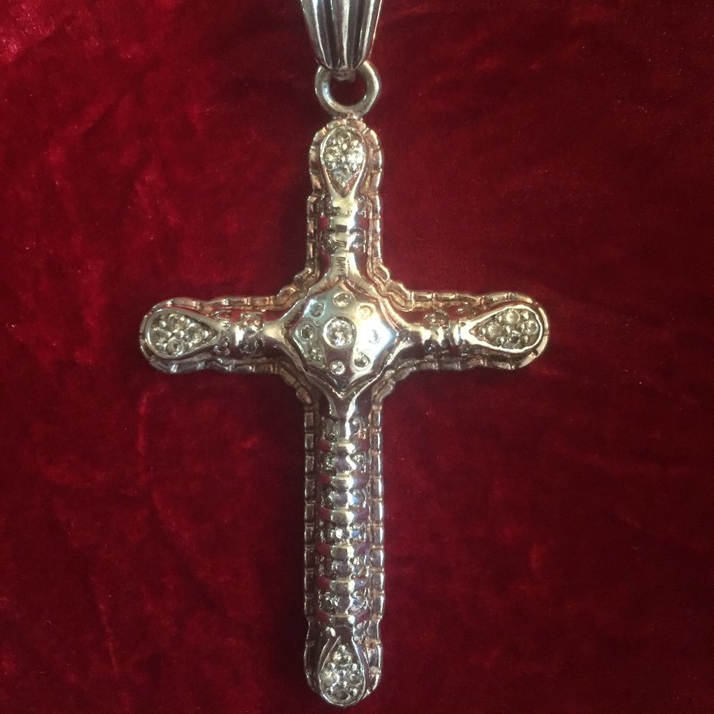 Vintage Sterling Silver + Marcasite Cross Pendant